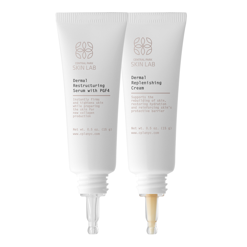 The image shows two cosmetic product tubes placed side by side against a neutral background.