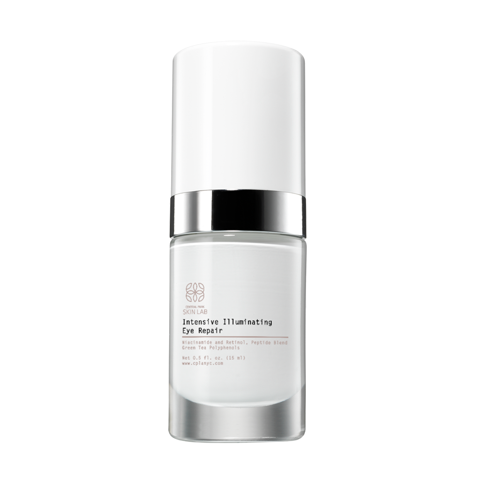 A product package with a white tube containing Intensive Illuminating Eye Repair .